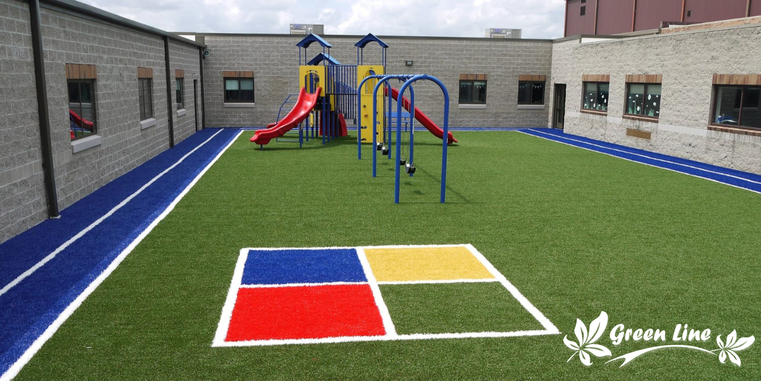Pasto artificial Greenline instalado en patio