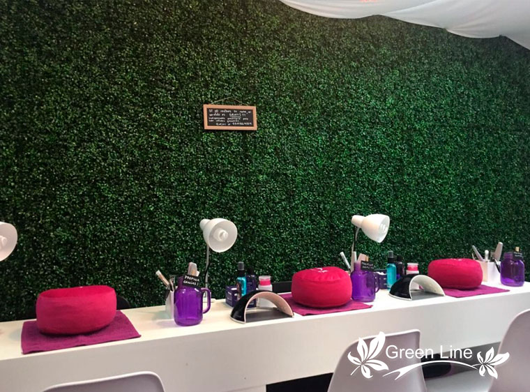 ideas follaje artíficial muro verde salón